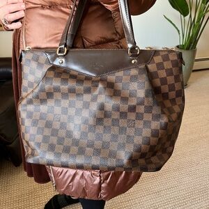 Louis Vuitton Brown and Black Checkered Tote